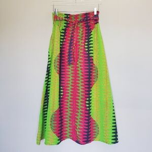 NEW Colorful Jamaican Waves Print Uniti Casuals Midi Pull-On Skirt O/S
